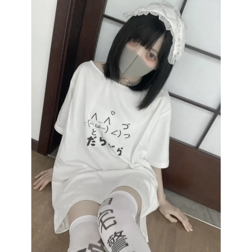 Kawaii ’Lazy Cat’ T-Shirt - T-Shirts - 9