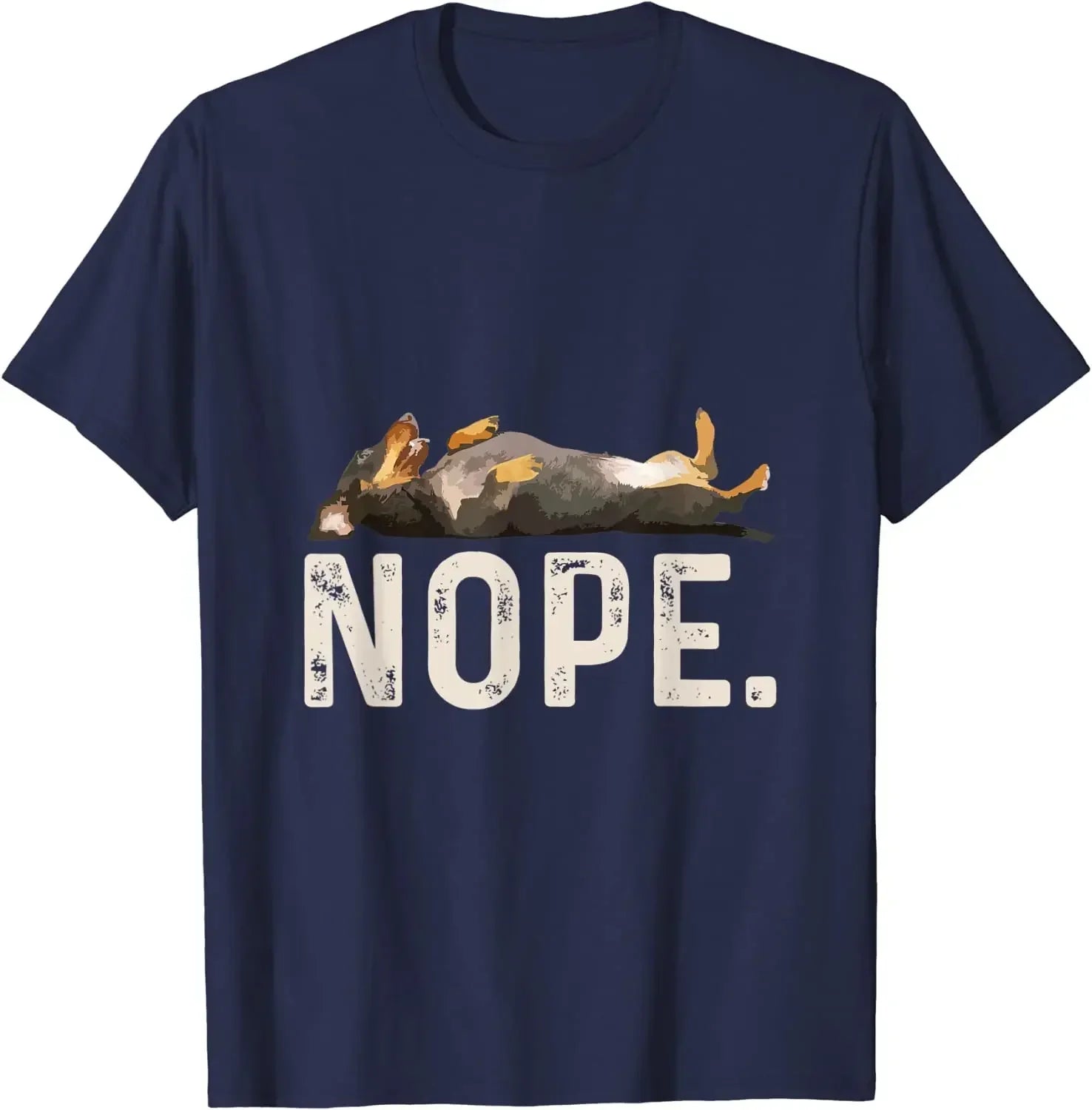 Lazy Dachshund Graphic T-shirt - Vintage Casual Tee - Dark Blue / XXXL / No | CHINA - T-Shirts - Shirts & Tops - 2