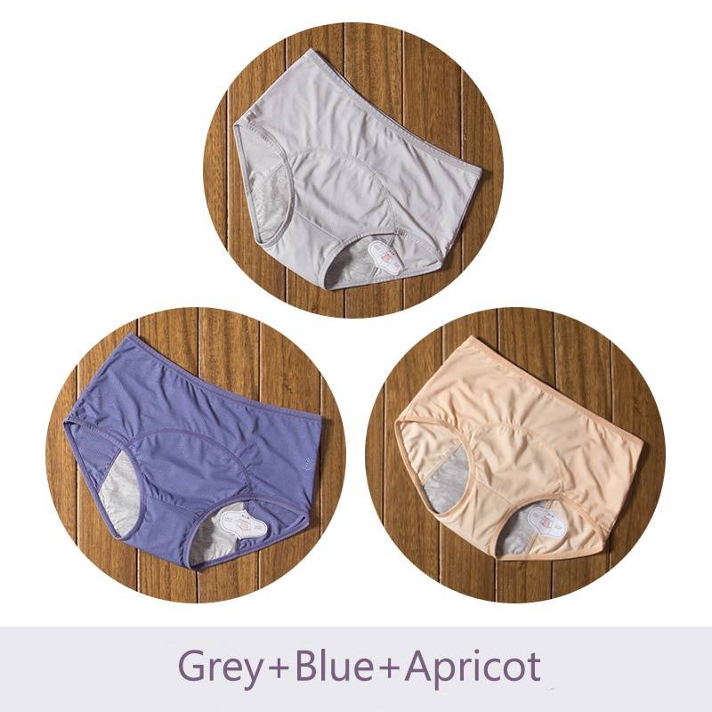 Leak Proof Menstrual Panties - Grey Blue Apricot / 5XL - Women’s Clothing & Accessories - Underwear - 11 - 2024