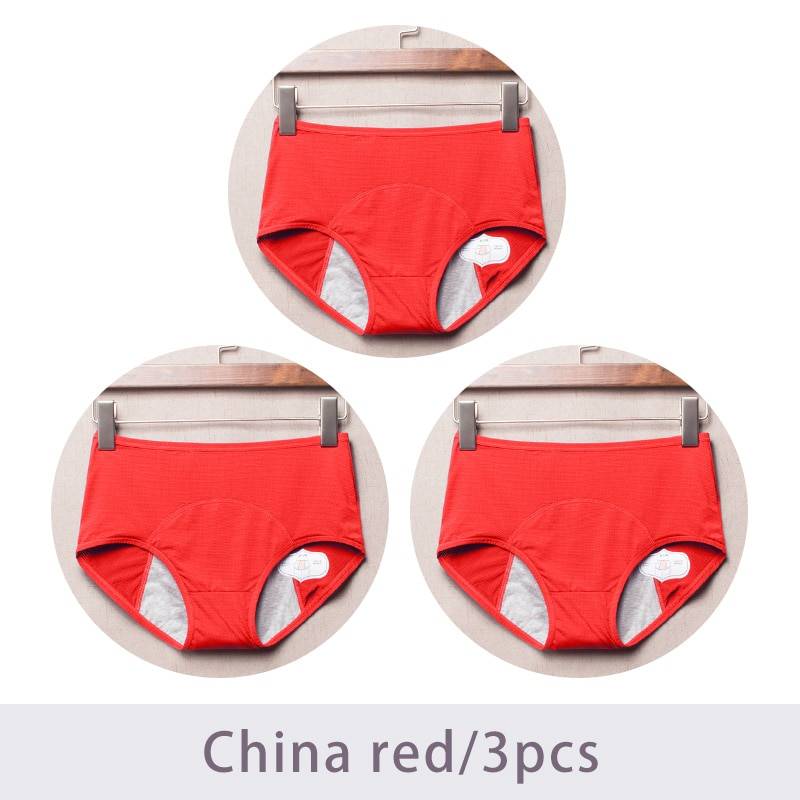 Leak Proof Menstrual Panties - Red 3pcs / 5XL - Women’s Clothing & Accessories - Underwear - 16 - 2024