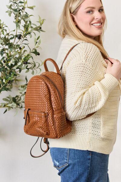 PU Leather Woven Backpack - Women Bags & Wallets - Backpacks - 6 - 2024