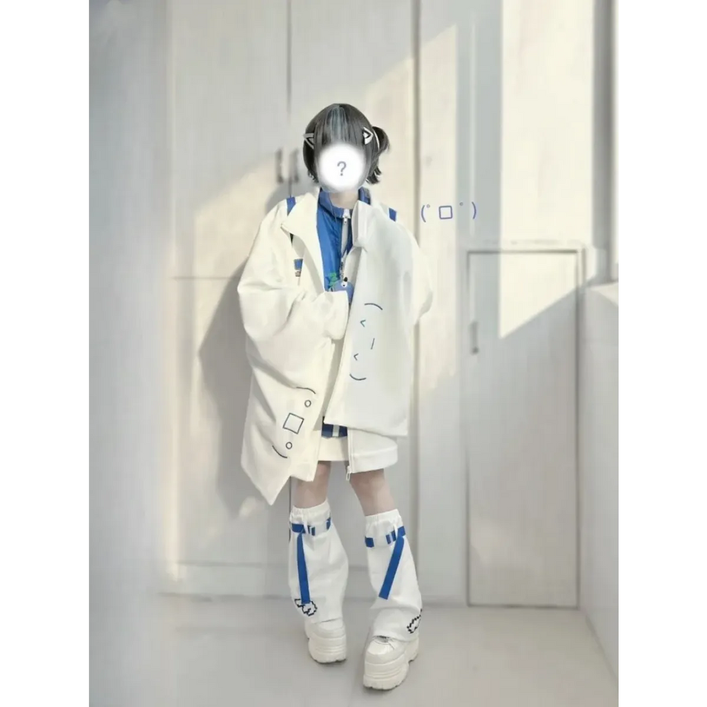 Harajuku Oversized Face Cardigan & Leg Warmer Set - Women’s Clothing & Accessories - Sets / Co-ords - 3