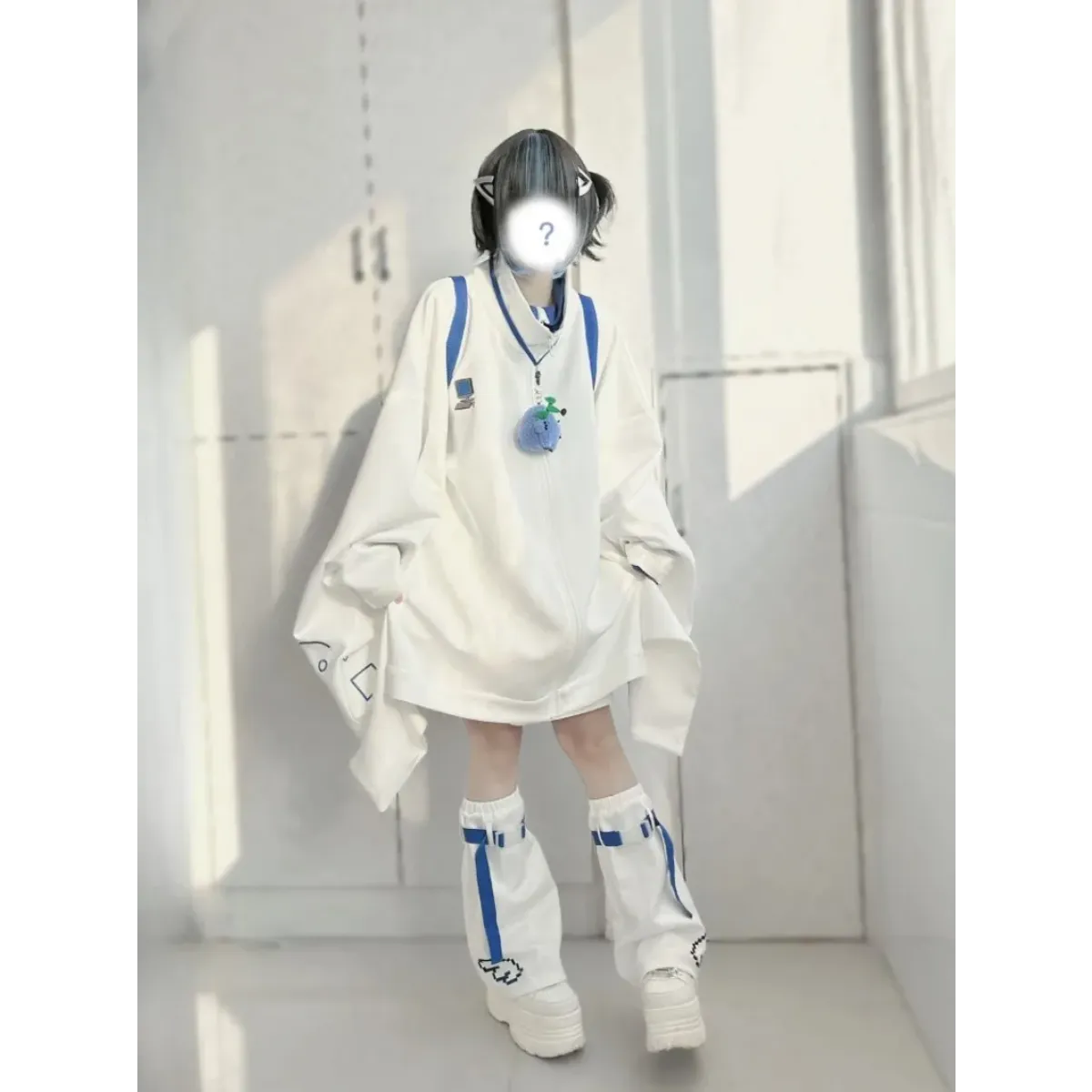 Harajuku Oversized Face Cardigan & Leg Warmer Set - Women’s Clothing & Accessories - Sets / Co-ords - 4