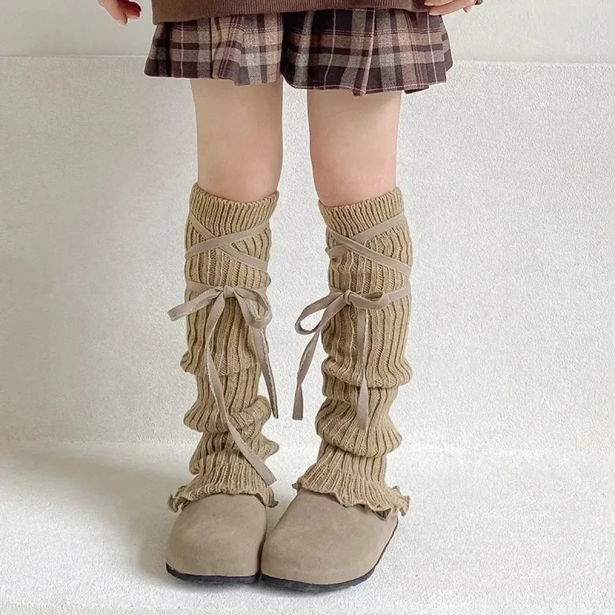 Lolita Bow Lace Knit Leg Warmers for Girls - Harajuku Style - Accessory - 8