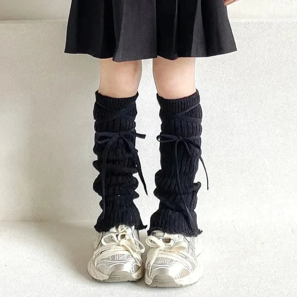 Lolita Bow Lace Knit Leg Warmers for Girls - Harajuku Style - Accessory - 10