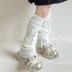 Lolita Bow Lace Knit Leg Warmers for Girls - Harajuku Style - Accessory - 3