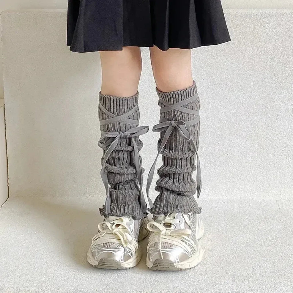 Lolita Bow Lace Knit Leg Warmers for Girls - Harajuku Style - Accessory - 9