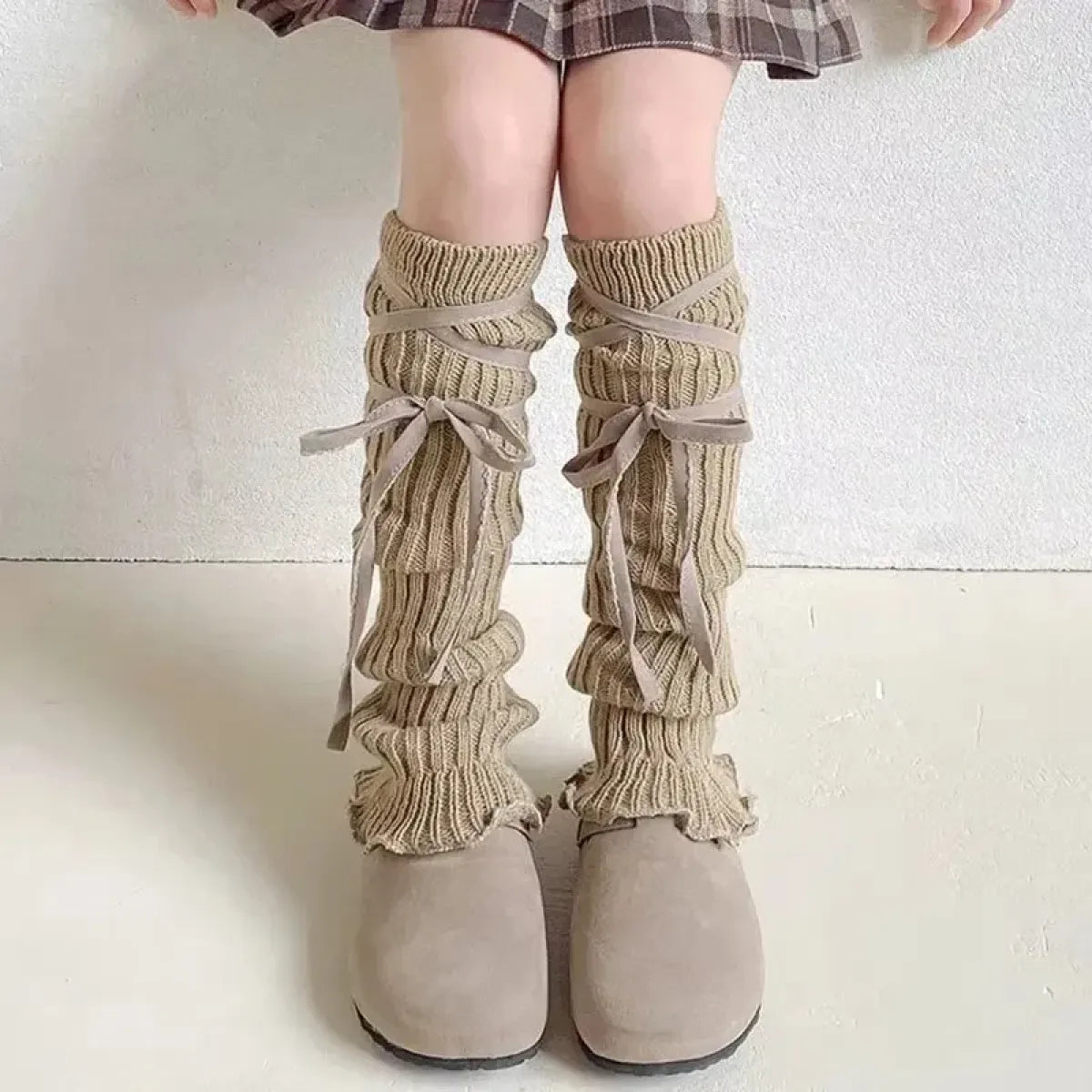 Lolita Bow Lace Knit Leg Warmers for Girls - Harajuku Style - Accessory - 1