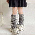 Lolita Bow Lace Knit Leg Warmers for Girls - Harajuku Style - Accessory - 4