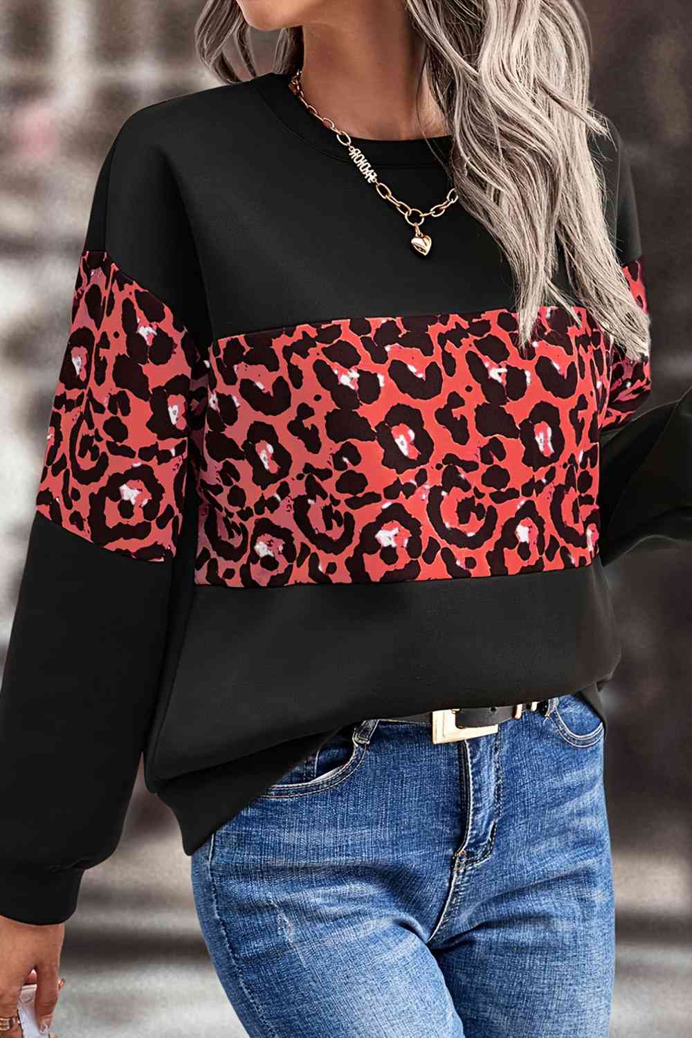 Leopard Dropped Shoulder Sweatshirt - T-Shirts - Shirts & Tops - 5 - 2024