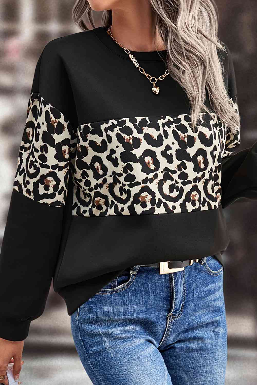 Leopard Dropped Shoulder Sweatshirt - T-Shirts - Shirts & Tops - 8 - 2024