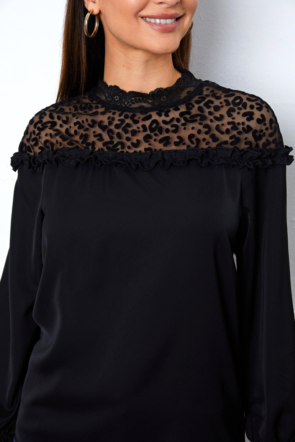 Leopard Frill Flounce Sleeve Blouse - Women’s Clothing & Accessories - Shirts & Tops - 4 - 2024