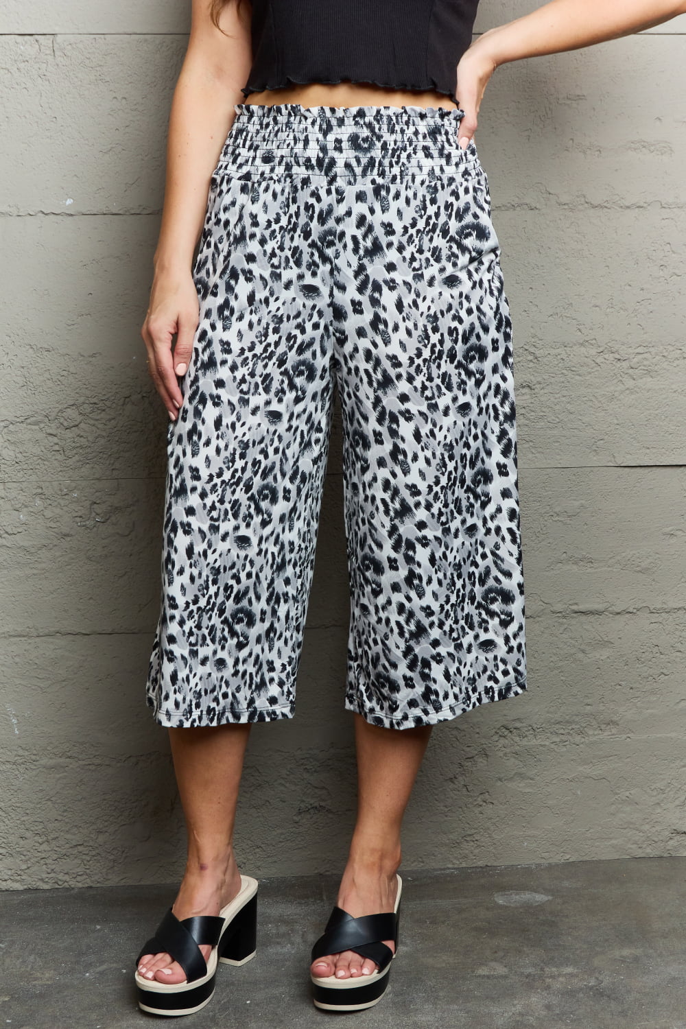 Leopard High Waist Flowy Wide Leg Pants with Pockets - Bottoms - Pants - 3 - 2024