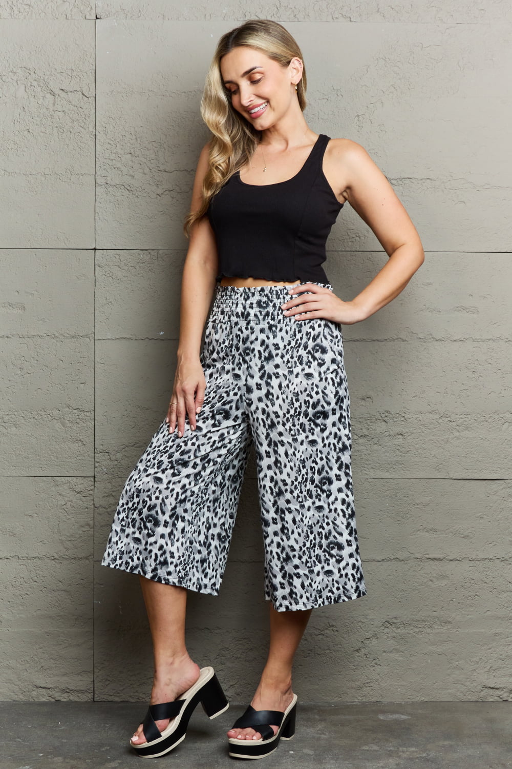 Leopard High Waist Flowy Wide Leg Pants with Pockets - Bottoms - Pants - 5 - 2024