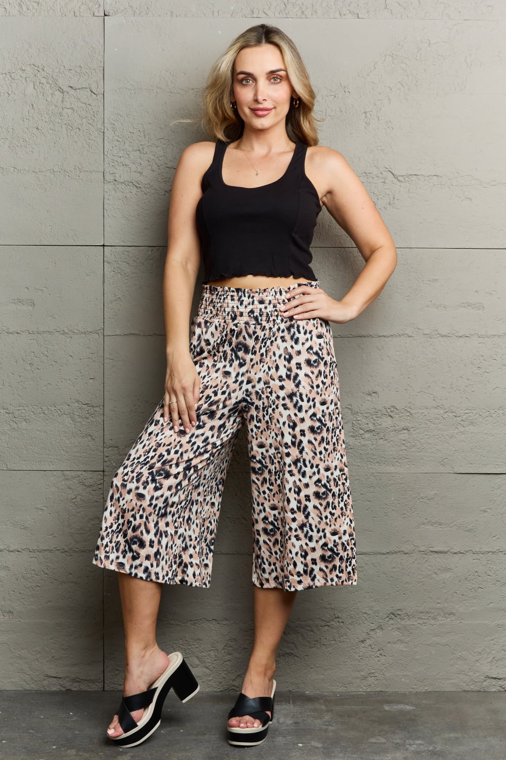 Leopard High Waist Flowy Wide Leg Pants with Pockets - Bottoms - Pants - 4 - 2024