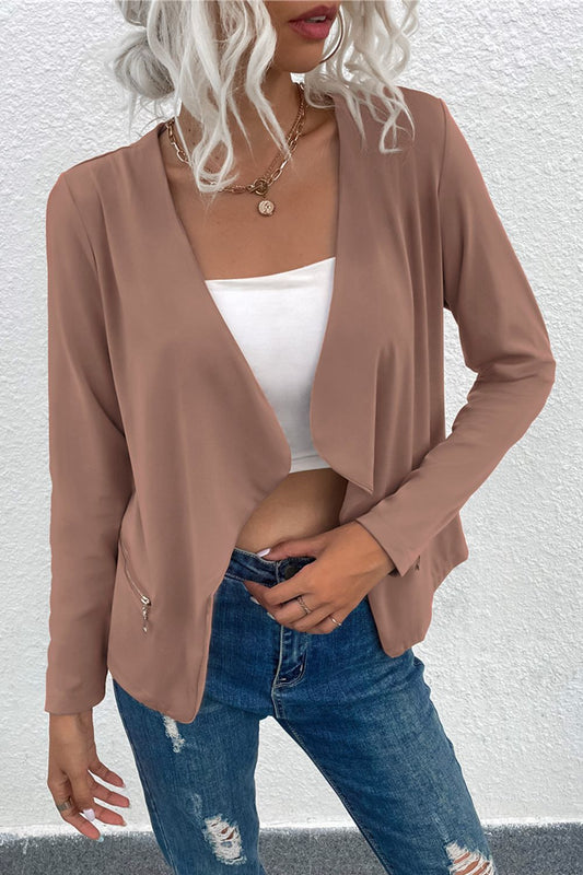 Open Front Zipper Pocket Cardigan - Women’s Clothing & Accessories - Shirts & Tops - 2 - 2024