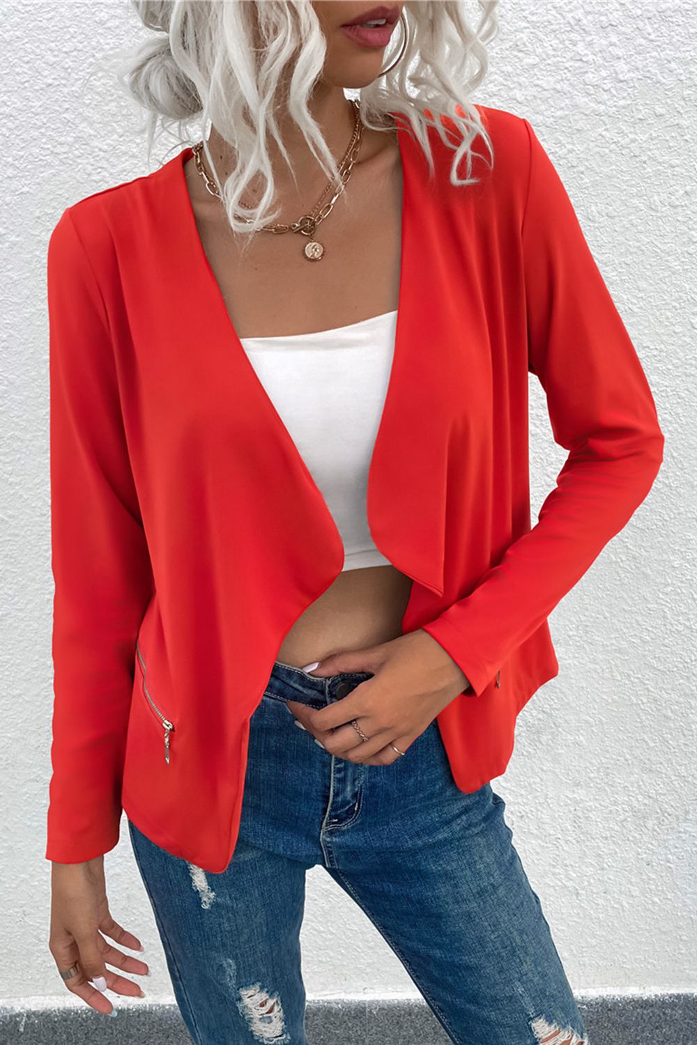 Open Front Zipper Pocket Cardigan - Women’s Clothing & Accessories - Shirts & Tops - 8 - 2024