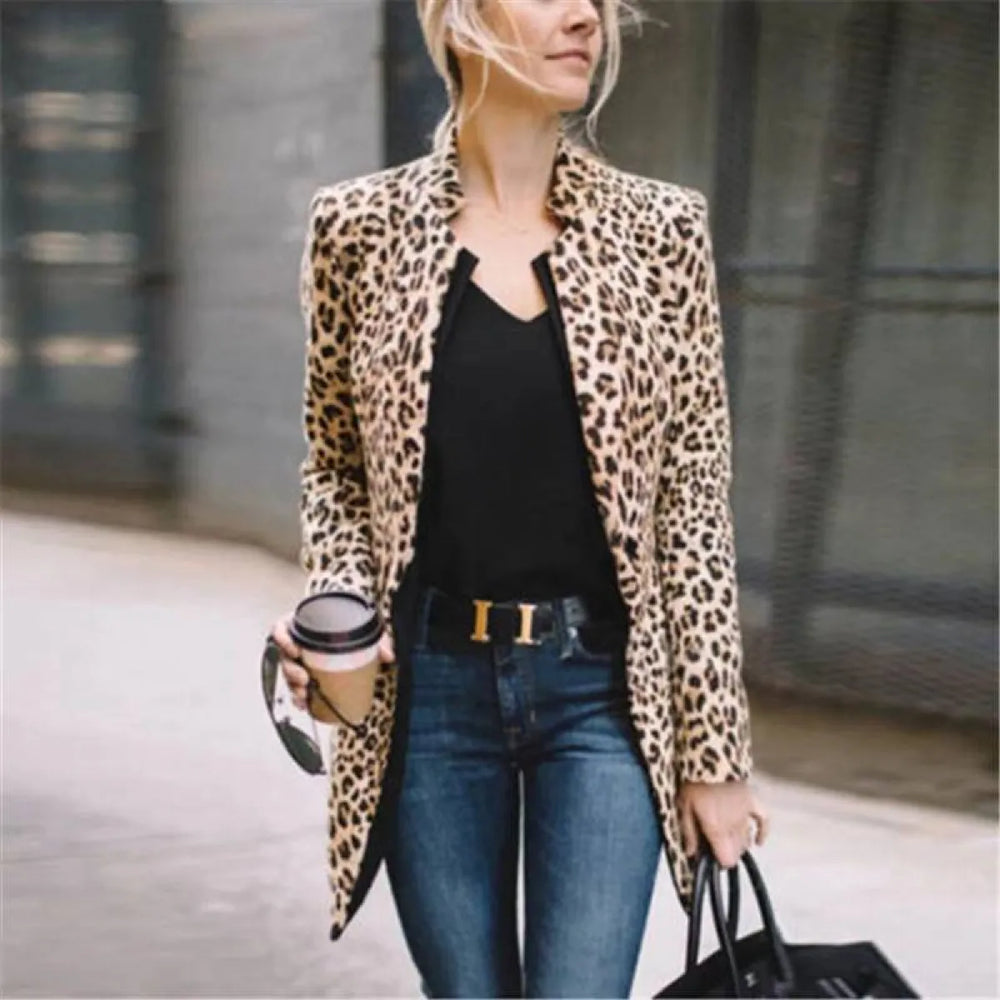 Women’s Street Fashion Leopard Patterned Blazer - Women’s Clothing & Accessories - 1
