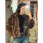Leopard Print Faux Fur Jacket - Tops & Tees - Jacket - 4