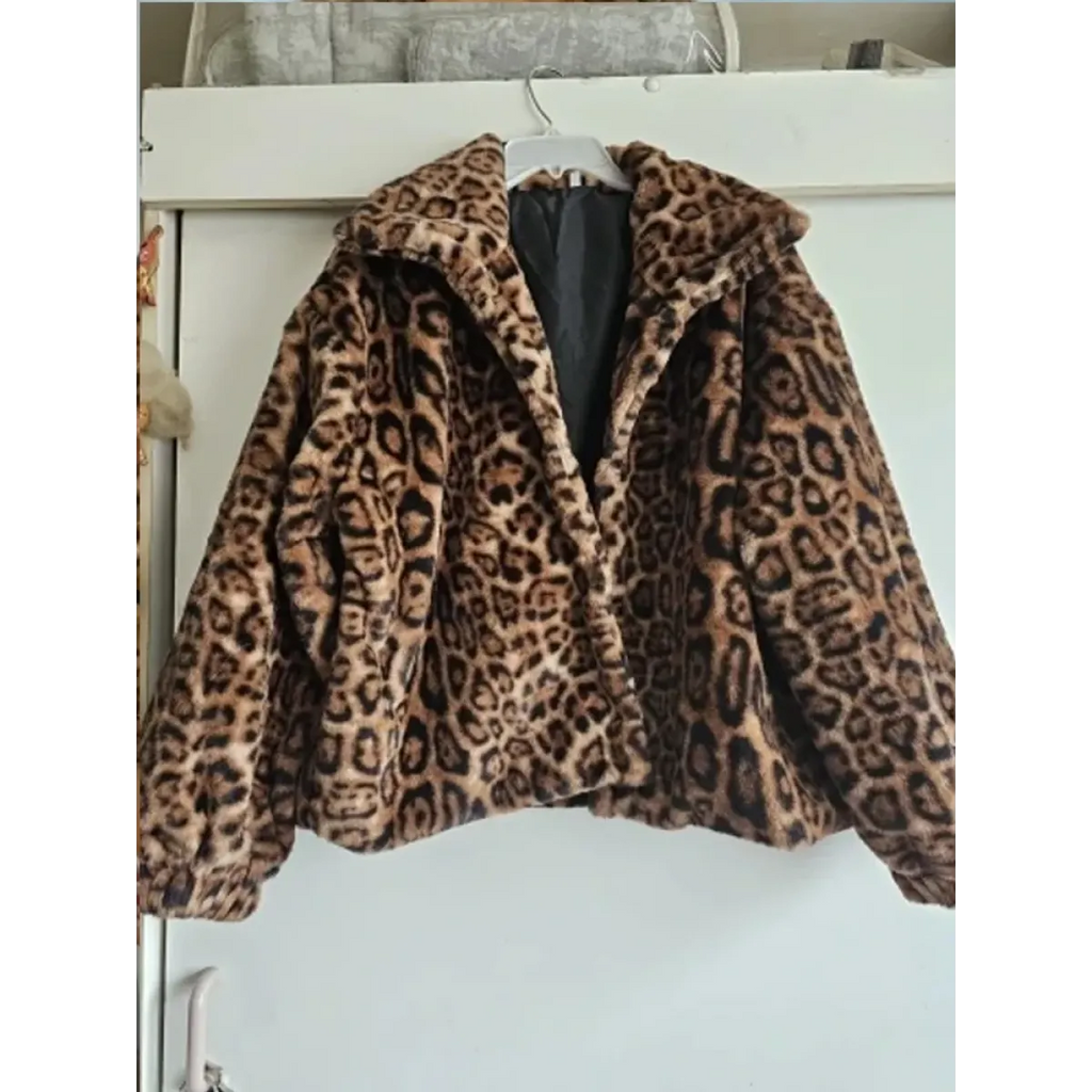 Leopard Print Faux Fur Jacket - Tops & Tees - Jacket - 5