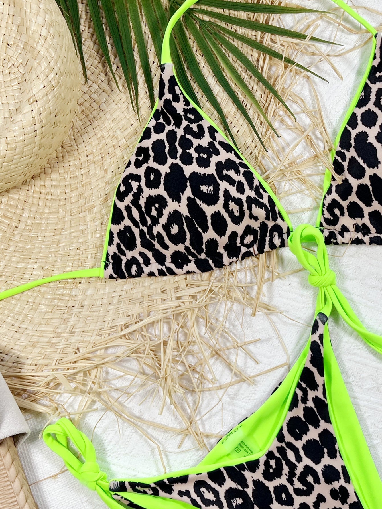 Leopard Print Halter Neck Tie Side Bikini Set - Women’s Clothing & Accessories - Swimwear - 9 - 2024