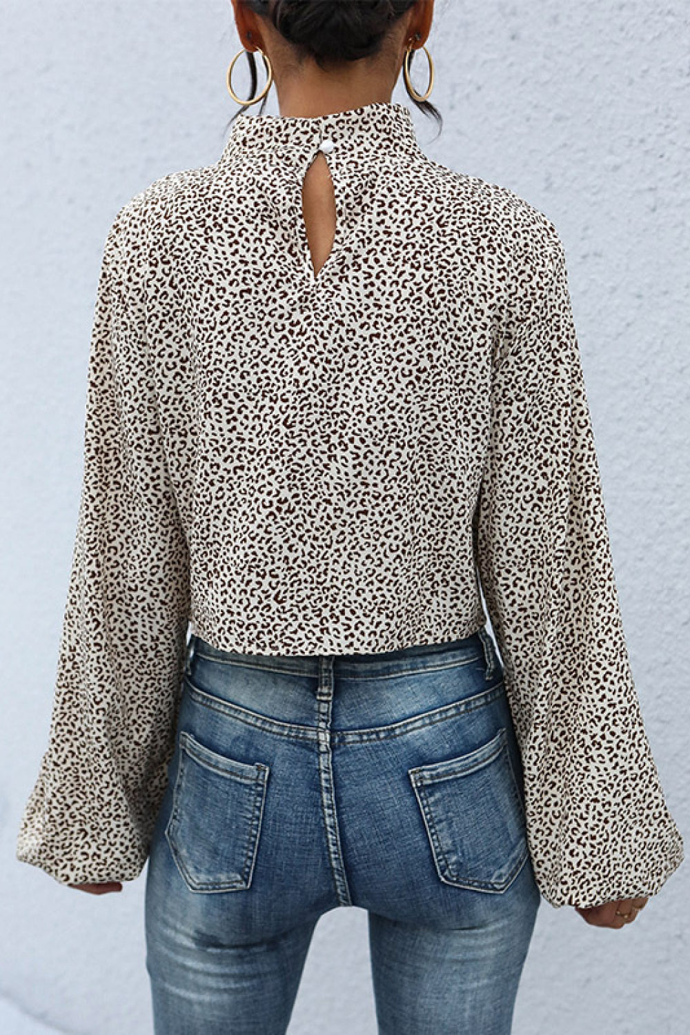 Leopard Print Mock Neck Crop Top - Women’s Clothing & Accessories - Shirts & Tops - 4 - 2024