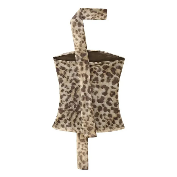 Leopard Print Harajuku Tulle Corset Crop Top - Women’s Clothing & Accessories - Crop Tops - 1