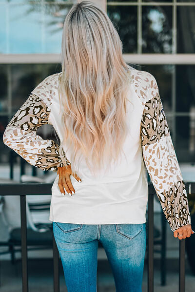 Leopard Round Neck Dropped Shoulder T-Shirt - T-Shirts - Shirts & Tops - 2 - 2024