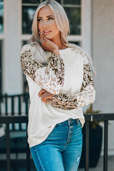 Leopard Round Neck Dropped Shoulder T-Shirt - T-Shirts - Shirts & Tops - 3 - 2024