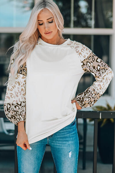 Leopard Round Neck Dropped Shoulder T-Shirt - T-Shirts - Shirts & Tops - 5 - 2024