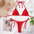 Ribbed String Bikini Set – Kawaii Halter Tie Beach Swimwear - Sexy Lingerie - Spaghetti strap - Swimwear - 3
