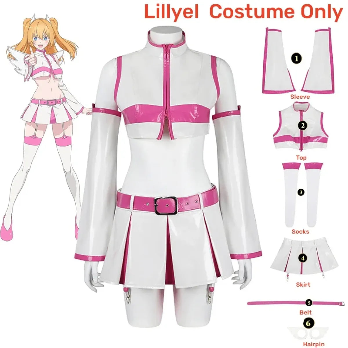2.5D Seduction Lilysa Amano Cosplay Costume – Full Set with Wig - Anime - Long - Cosplay - 13