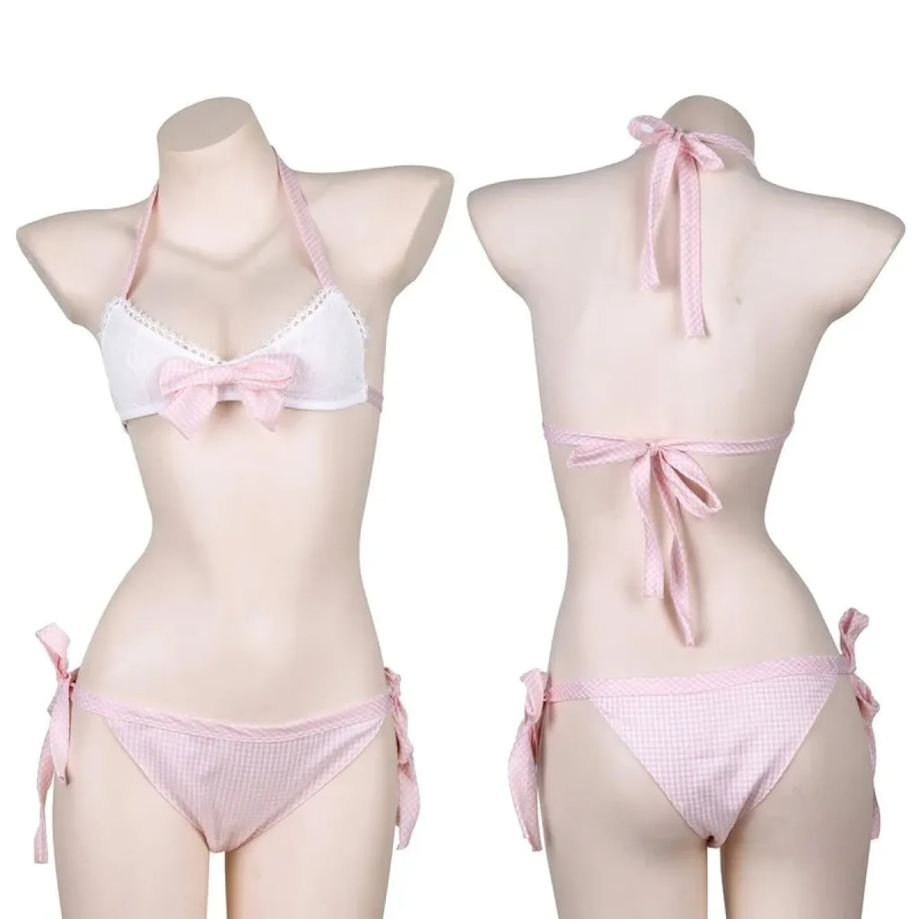 Lolita Pink Gingham Bikini Lingerie Set - Women’s Clothing & Accessories - Sexy Lingerie - 1
