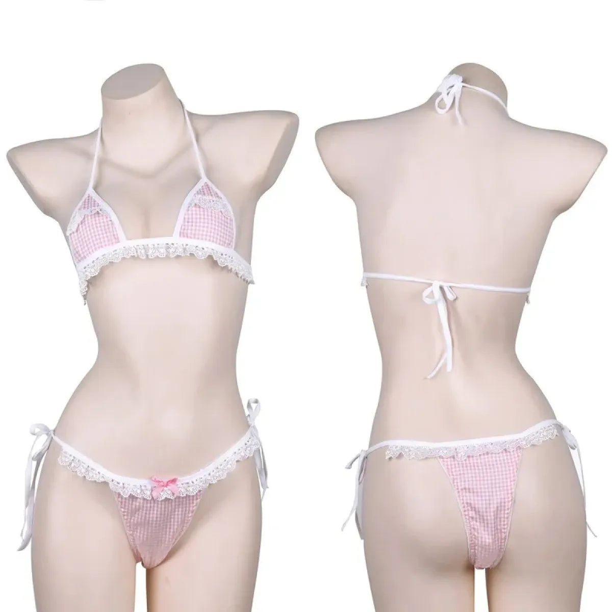 Lolita Pink Gingham Bikini Lingerie Set - Women’s Clothing & Accessories - Sexy Lingerie - 3
