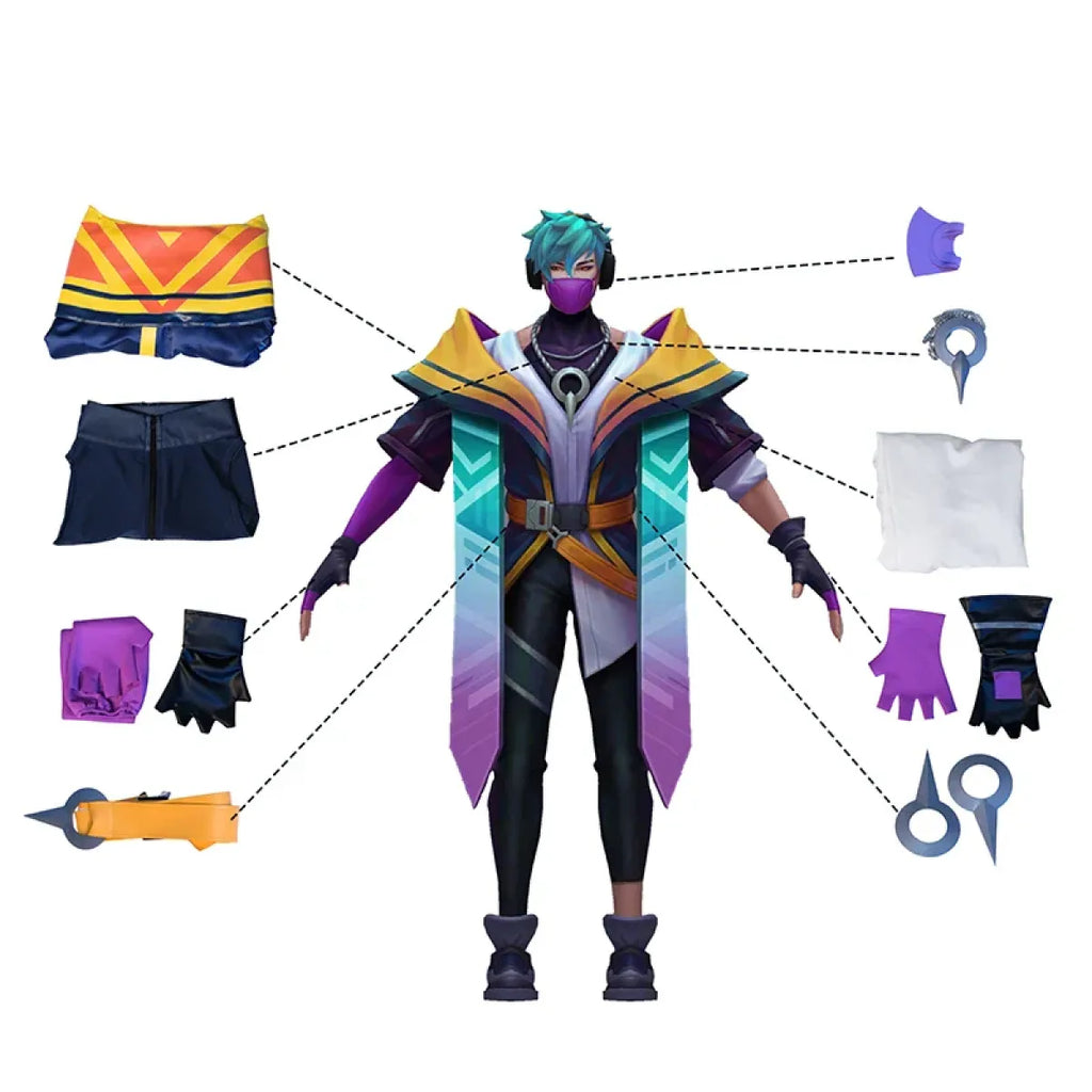 LOL Heartsteel Aphelios Cosplay Outfit - Complete Set with Mask - T-Shirts - 6