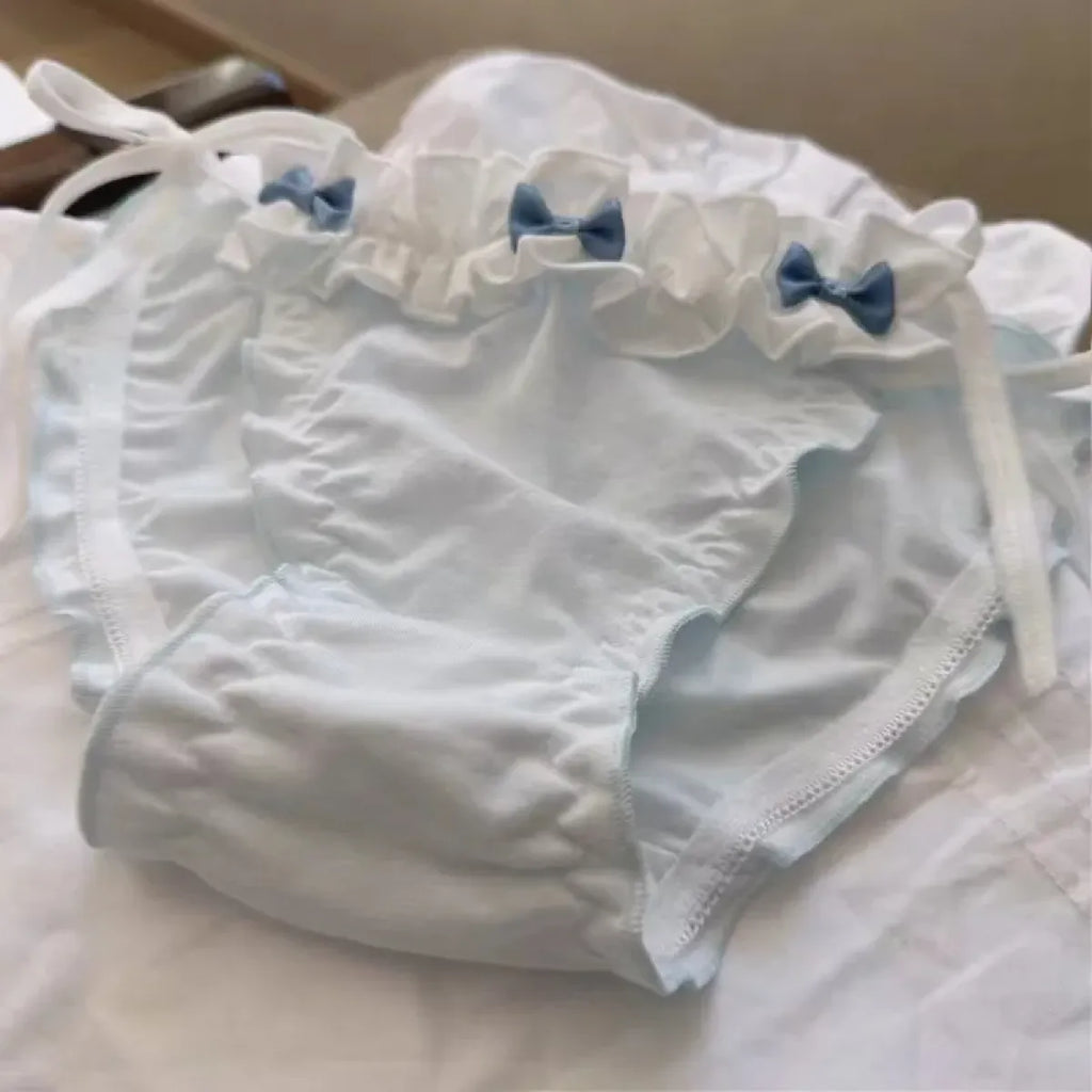 Lolita Blue Bow Ruffle Panties – Kawaii Soft Cotton Lingerie - Women’s Clothing & Accessories - Lingerie - 5