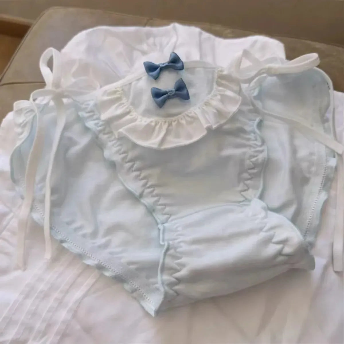 Lolita Blue Bow Ruffle Panties – Kawaii Soft Cotton Lingerie - Women’s Clothing & Accessories - Lingerie - 7