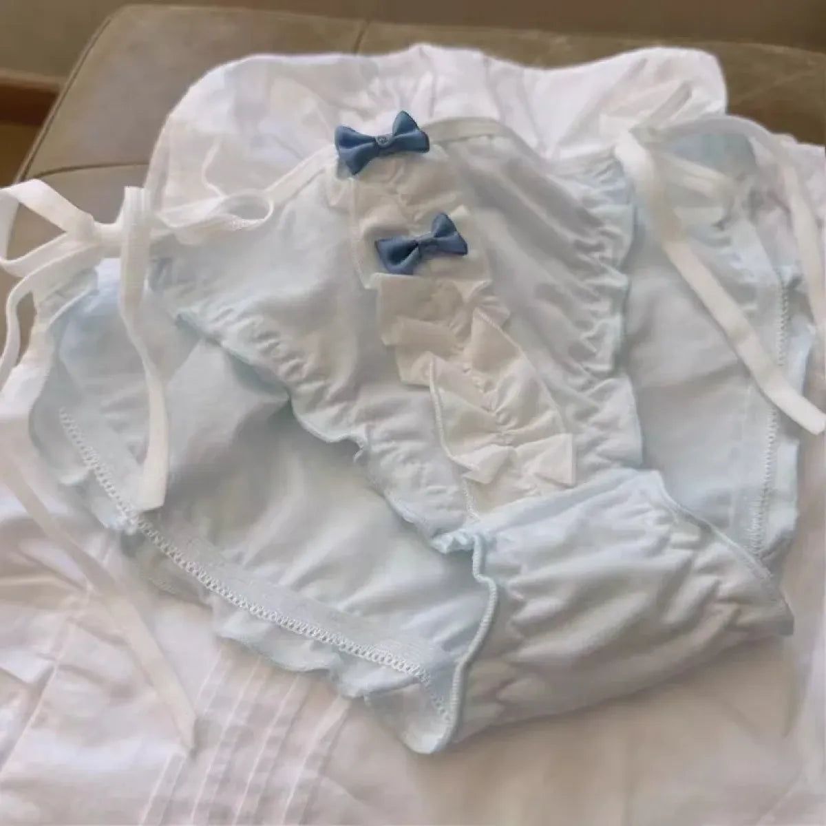 Lolita Blue Bow Ruffle Panties – Kawaii Soft Cotton Lingerie - Women’s Clothing & Accessories - Lingerie - 8