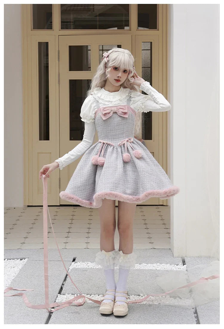 Cute Bowknot Tweed Lolita Cloak Dress Set - All Dresses - Clothing - 16 - 2024