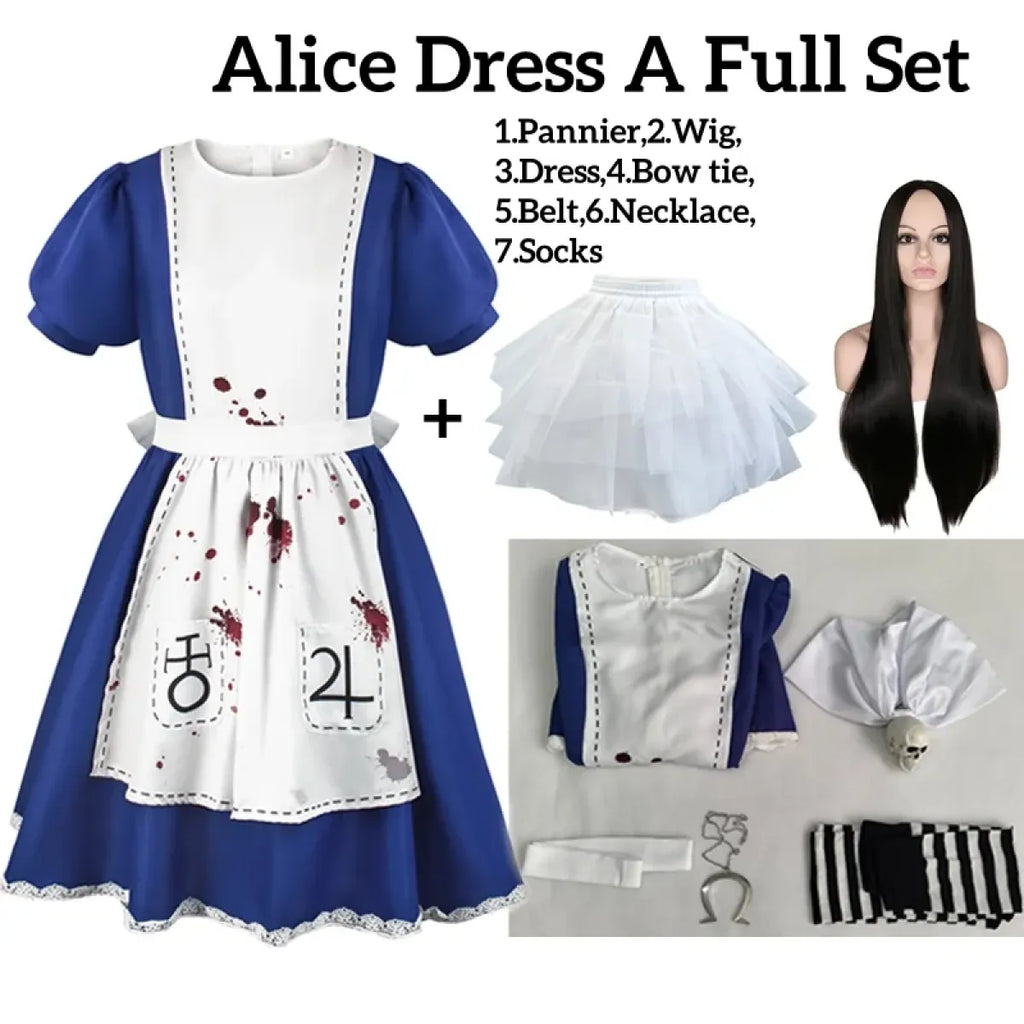 Gothic Alice Lolita Cosplay Dress Set - All Dresses - Cosplay - 12