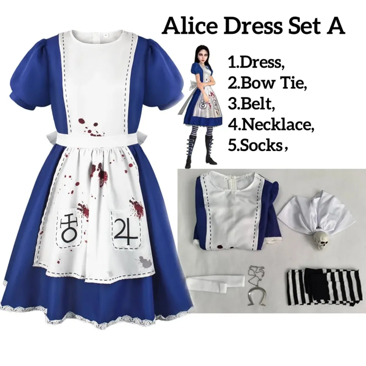 Gothic Alice Lolita Cosplay Dress Set - All Dresses - Cosplay - 8