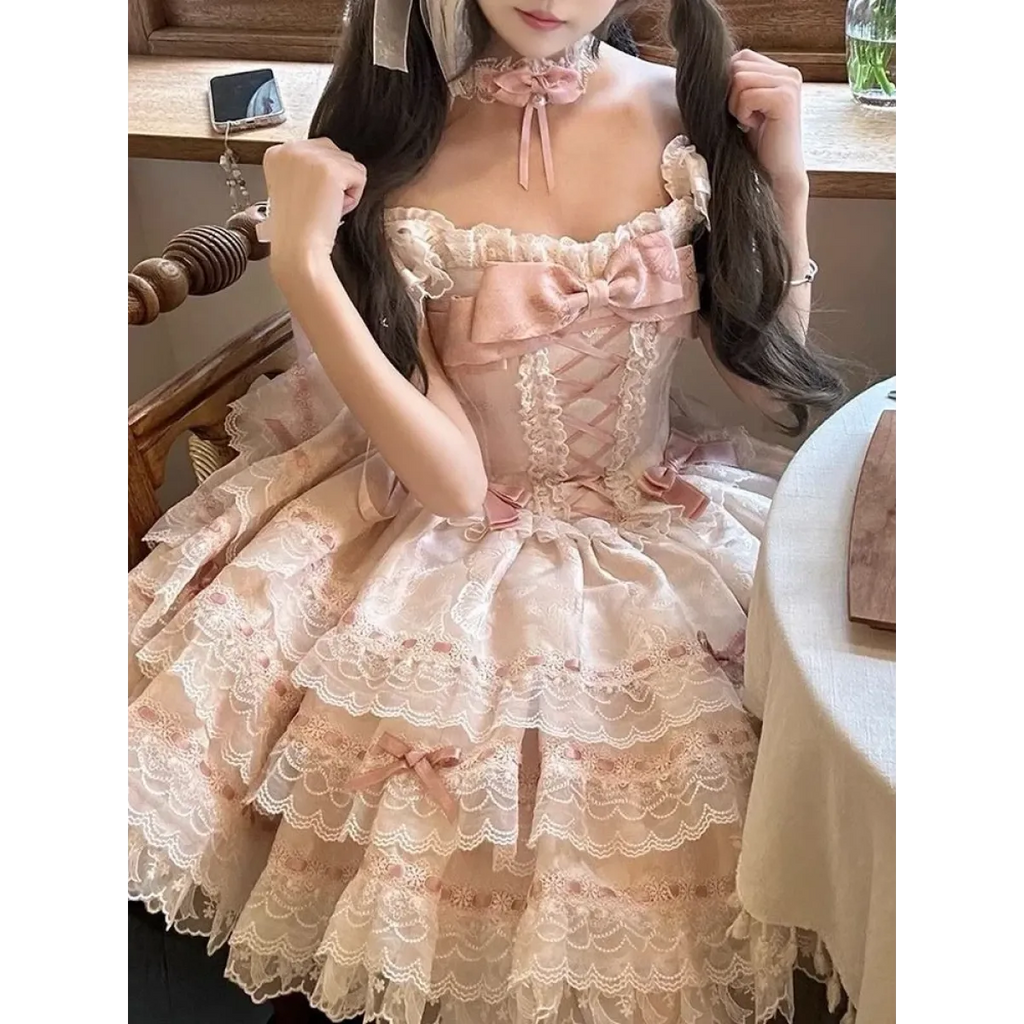Fairy Lace Princess Lolita Dress with Bows - All Dresses - Lolita Dress - 5