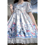 Lolita Dress With Cute Cat and Penguin Print - All Dresses - 2