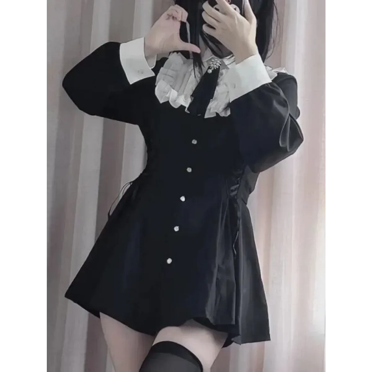 Lolita Harajuku Set – Lace Blouse & High Waist Skirt - Bottoms - Sets - 2