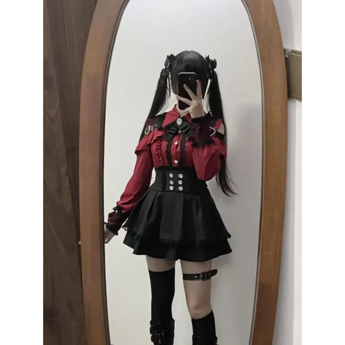 Lolita Harajuku Set – Lace Blouse & High Waist Skirt - Best Sellers - Sets - 4