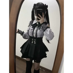 Lolita Harajuku Set – Lace Blouse & High Waist Skirt - Bottoms - Sets - 7