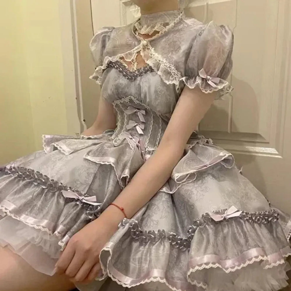 Fairycore Ruffle Lace Lolita JSK Mini Dress - All Dresses - Lolita Dress - 1