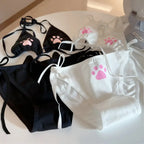 Lolita Lace Bow Panties – Sheer Mesh Ruffle Mid Waist Briefs - Intimates - Panties - 2