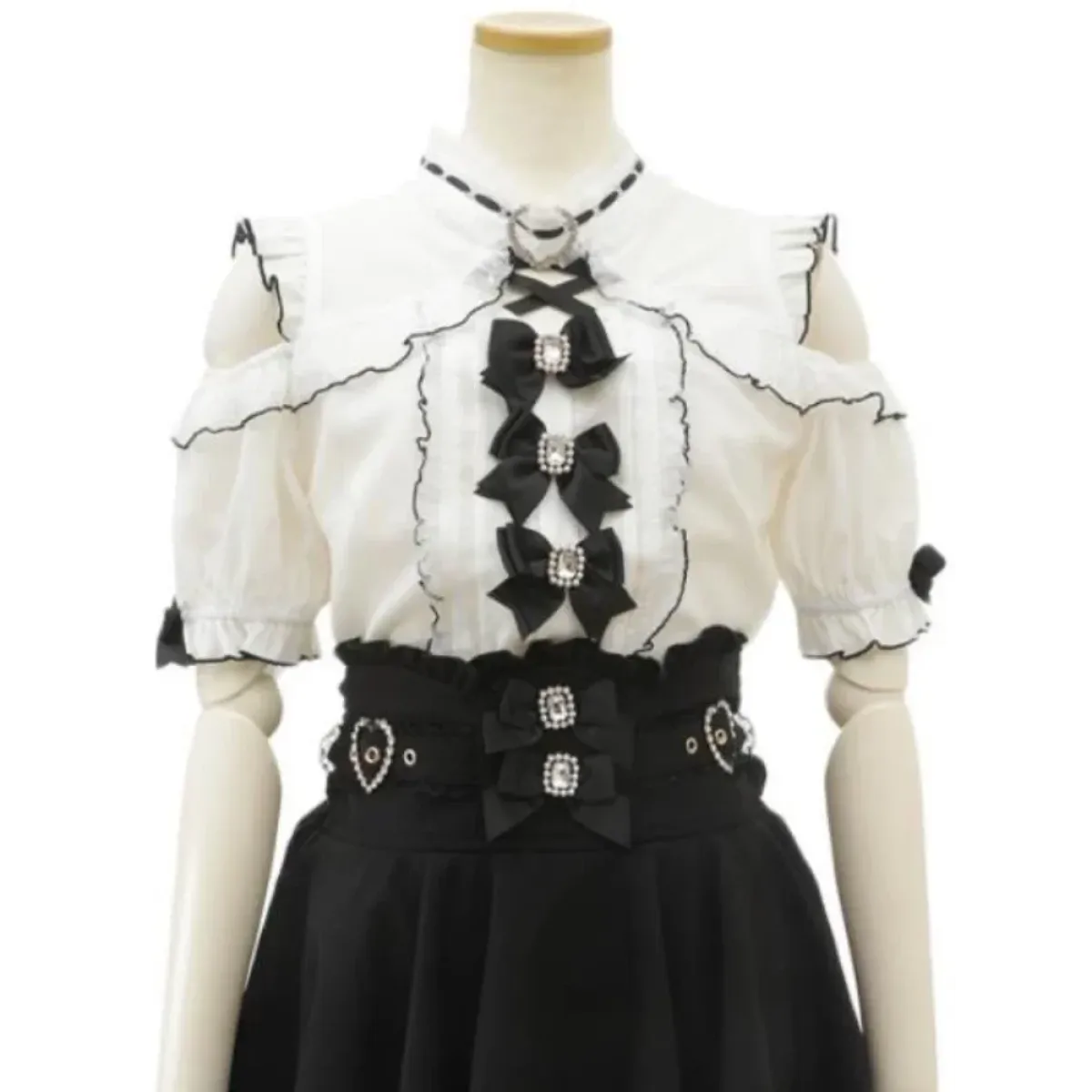 Lolita Lace Bow Off Shoulder Blouse - Women’s Clothing & Accessories - Short - Round - Shirts & Blouses - 3