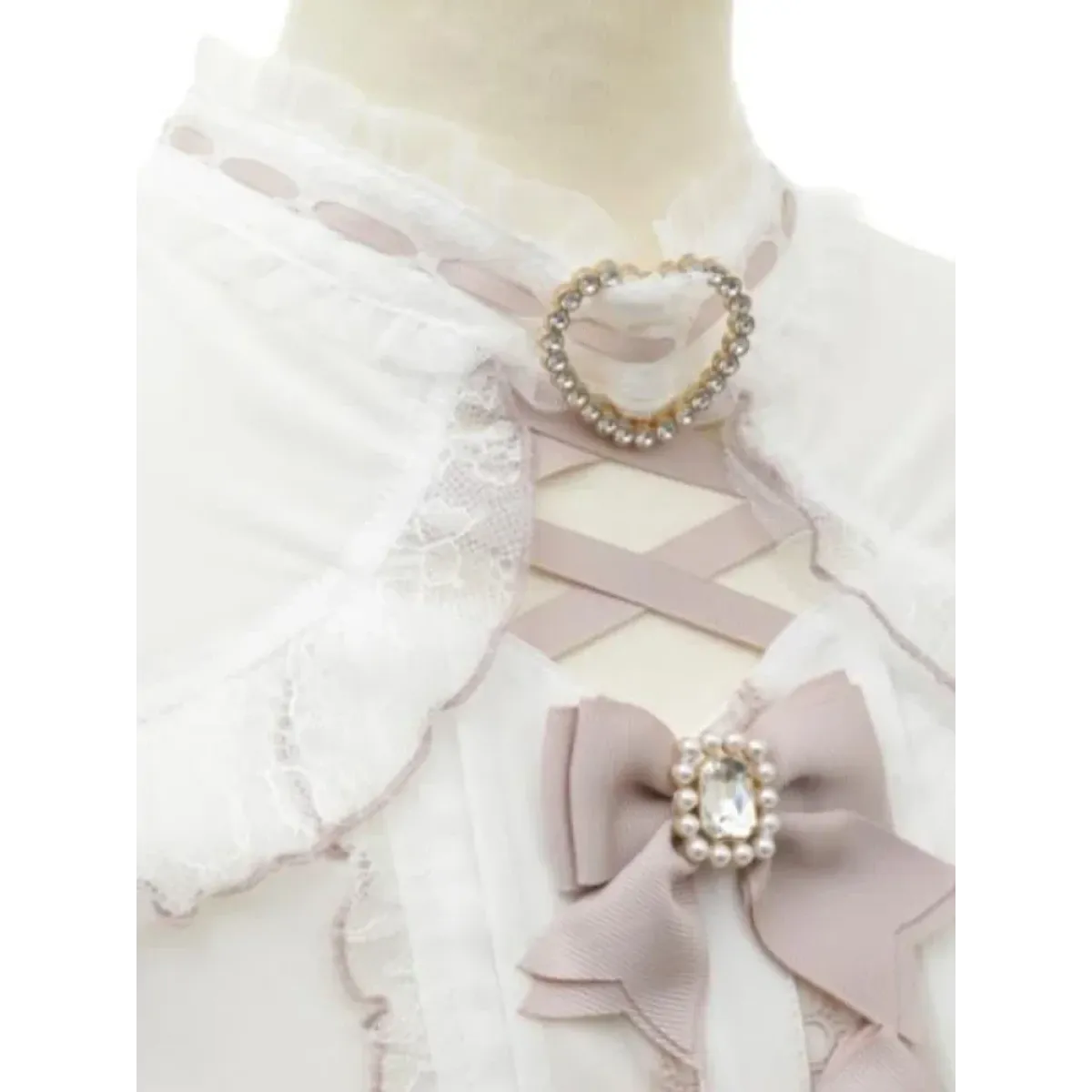 Lolita Lace Bow Off Shoulder Blouse - Women’s Clothing & Accessories - Short - Round - Shirts & Blouses - 5